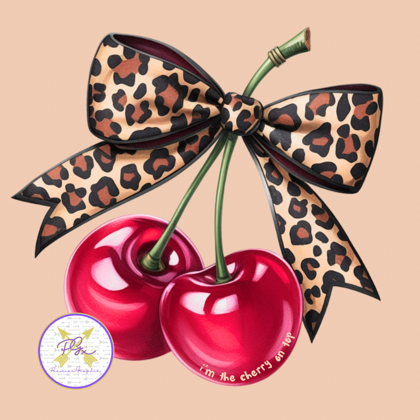 Cherry On Top Leopard Bow Instant Download