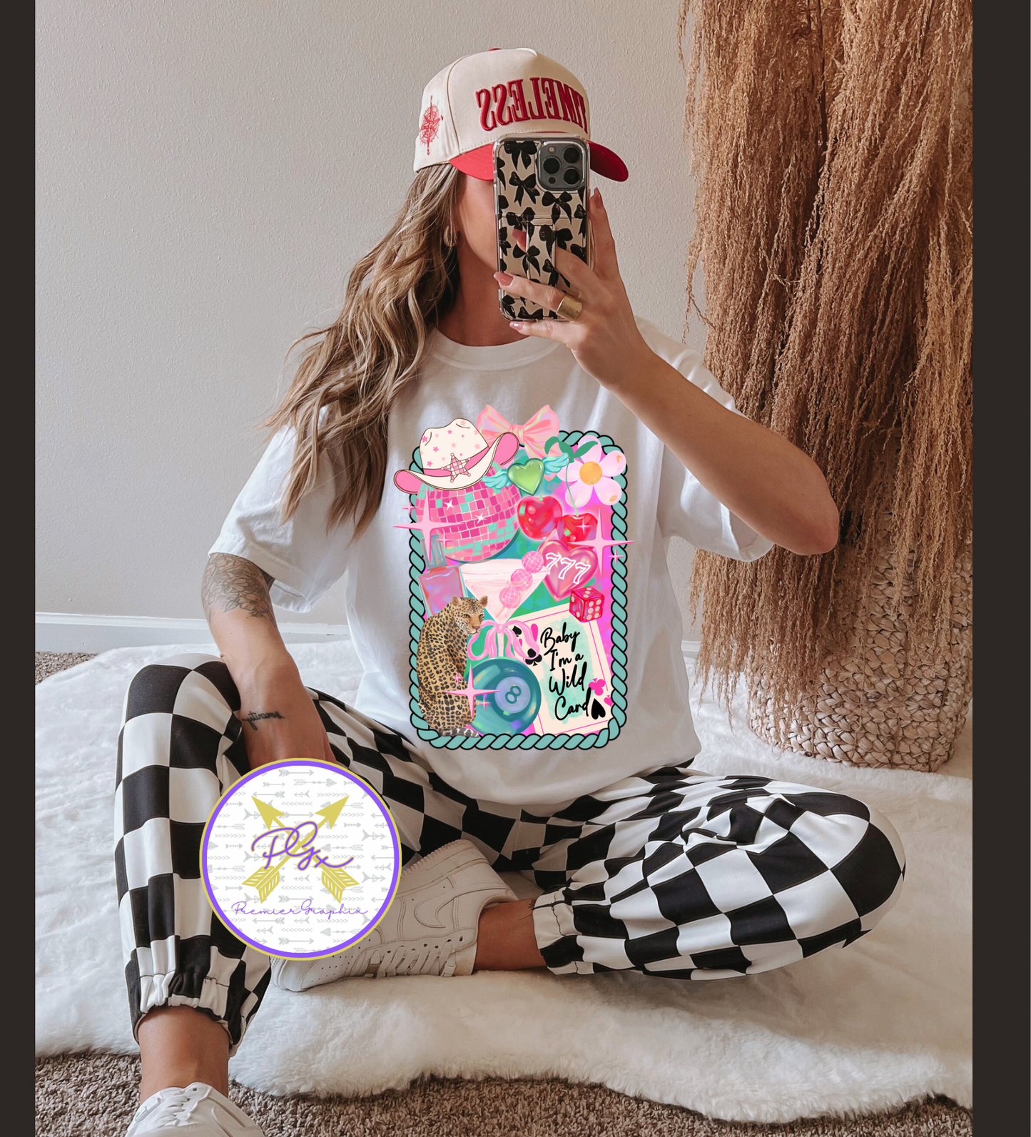 PINK WILD CARD GRAPHIC T-SHIRT