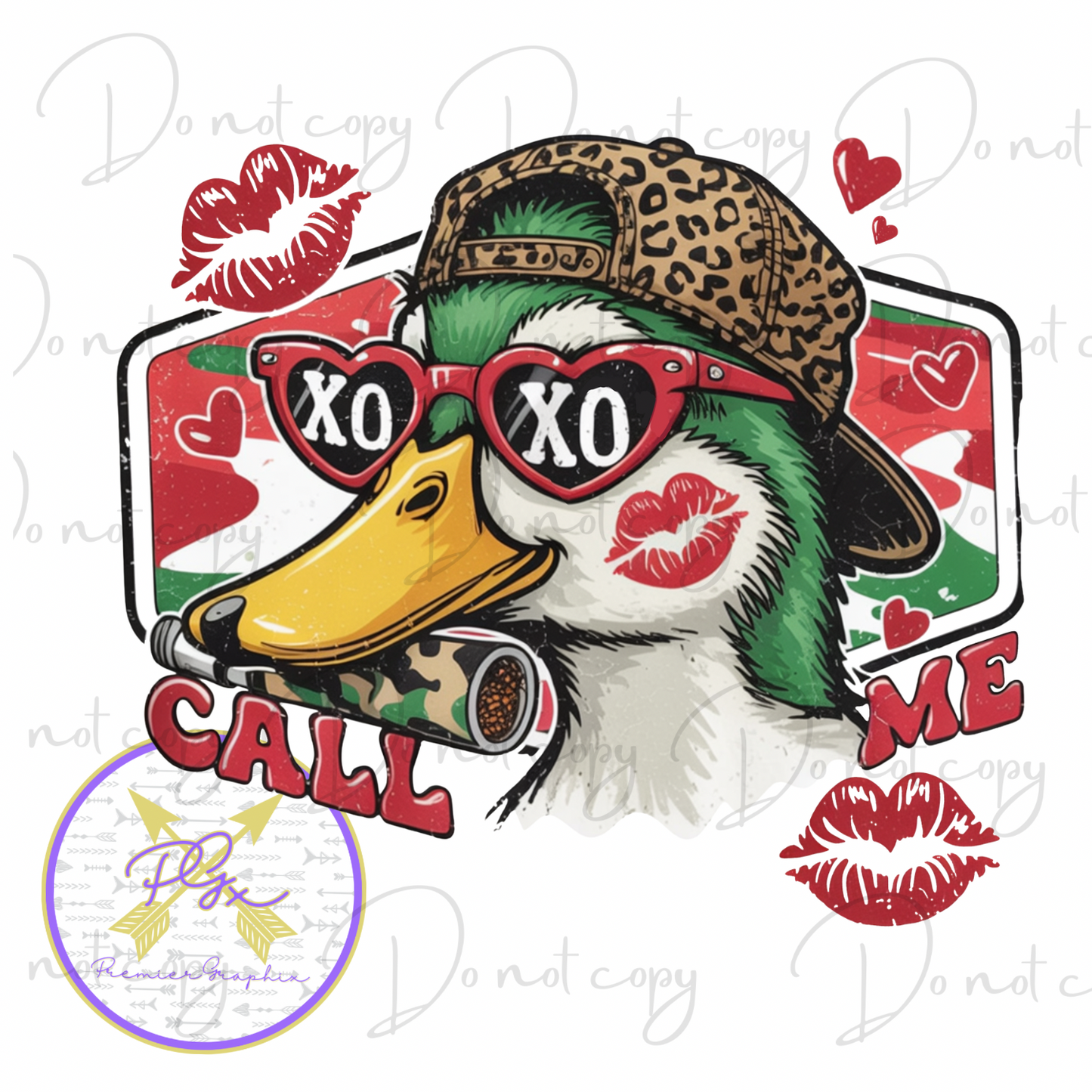 Call Me Duck Camo Valentine Transfer