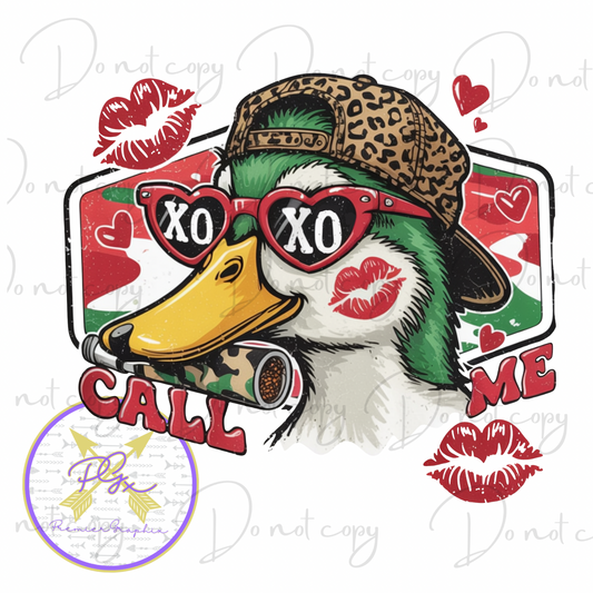 Call Me Duck Camo Valentine Transfer