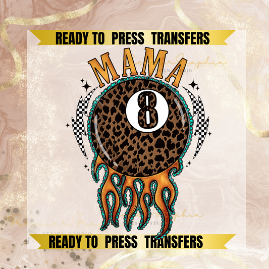 Mama Leopard Eight Ball  Hot Peel Transfer