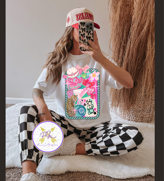 PINK WILD CARD GRAPHIC T-SHIRT