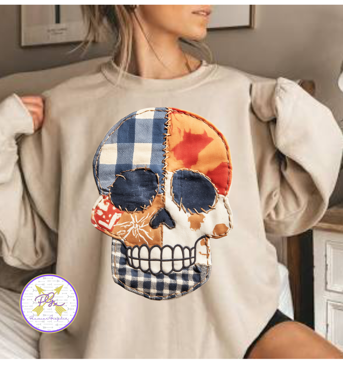 Skull Patchwork Oversized Transfer