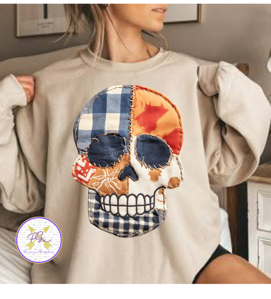 Skull Patchwork Oversized Transfer