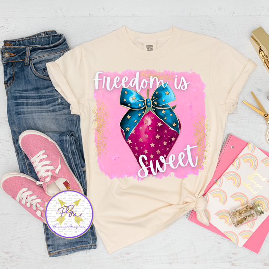 Freedom is Sweet Strawberry Pink  Instant Download