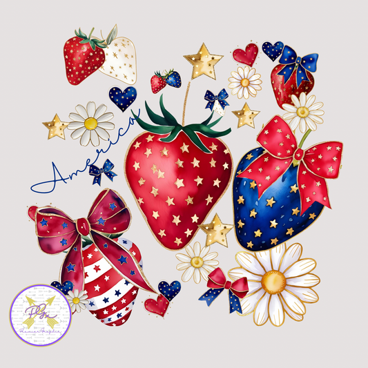 America Strawberries Instant Download