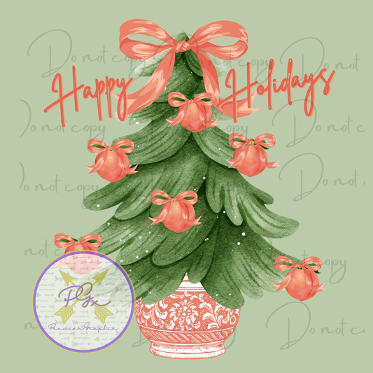 Coquette Peaches & Bows  Christmas Tree Digital Download
