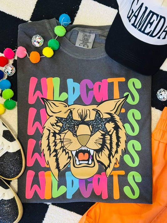 WILDCATS NEON MASCOT TEE