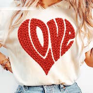 Faux Yarn Crochet Groovy Love, Valentine Sweater