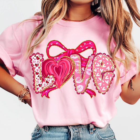 Valentine's Day Love Tee, Preppy Coquette Valentine