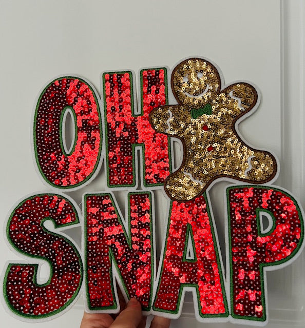 Oh Snap Gingerbread Man Sequin Patch