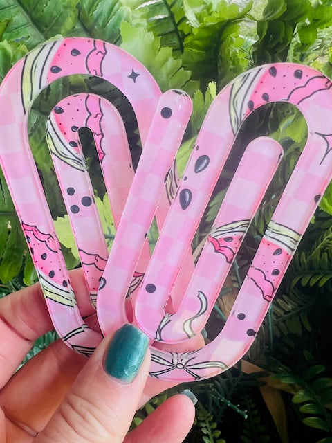 WATERMELON BOWS JUMBO PAPER CLIPS/ BOOKMARK