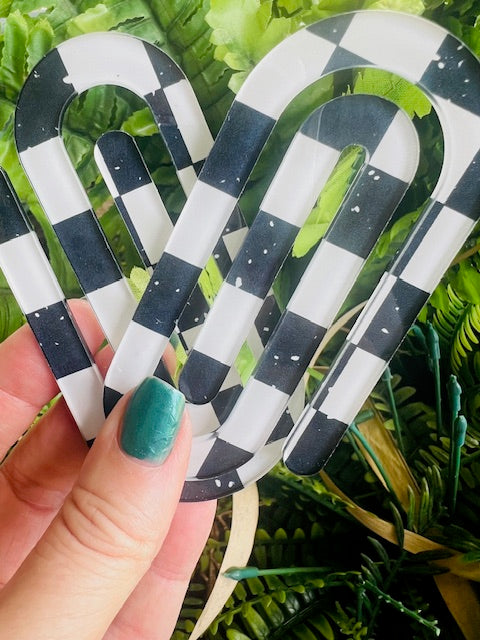 BLACK CHECK  BALL JUMBO PAPERCLIPS/ BOOKMARK
