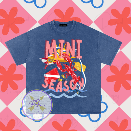 LOBSTER MINI SEASON SIZE MATTERS Snow Washed Oversized Cotton T-Shirt