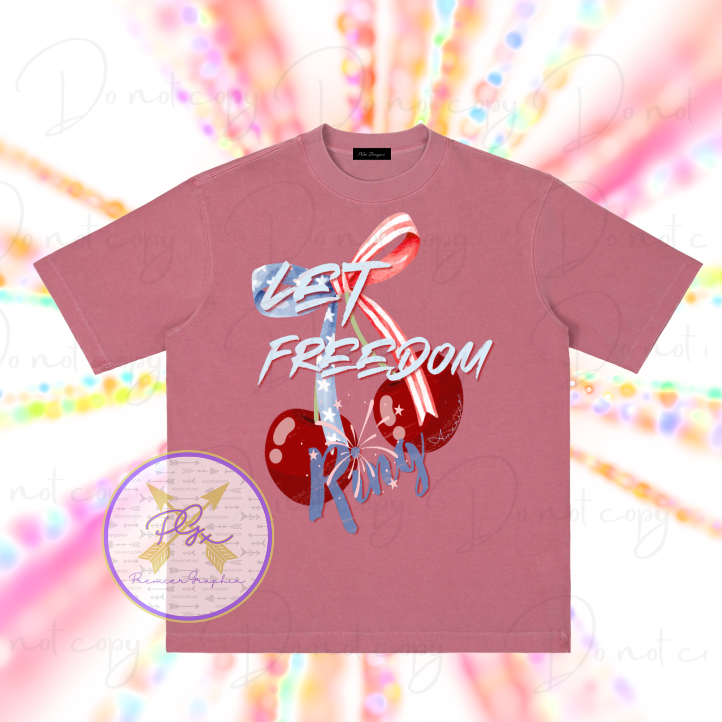 LET FREEDOM RING Vintage Wash Drop Shoulder T-shirt