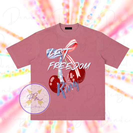 LET FREEDOM RING Vintage Wash Drop Shoulder T-shirt