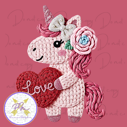 Unicorn Faux Yarn Valentine