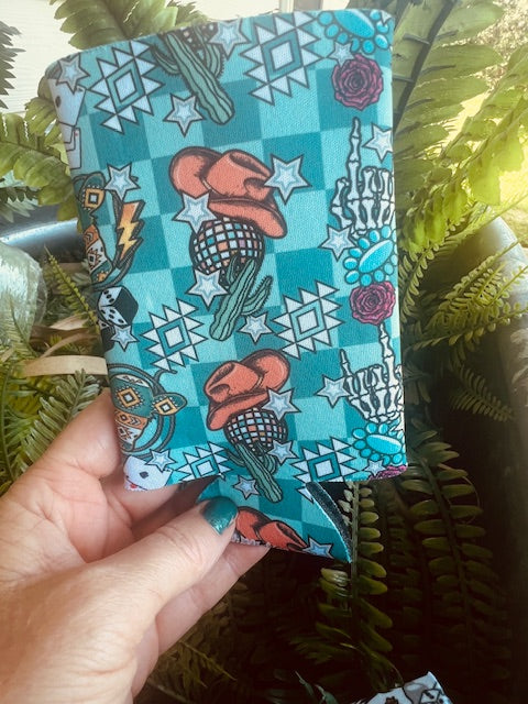 Turquoise Retro Western Slim Coozie