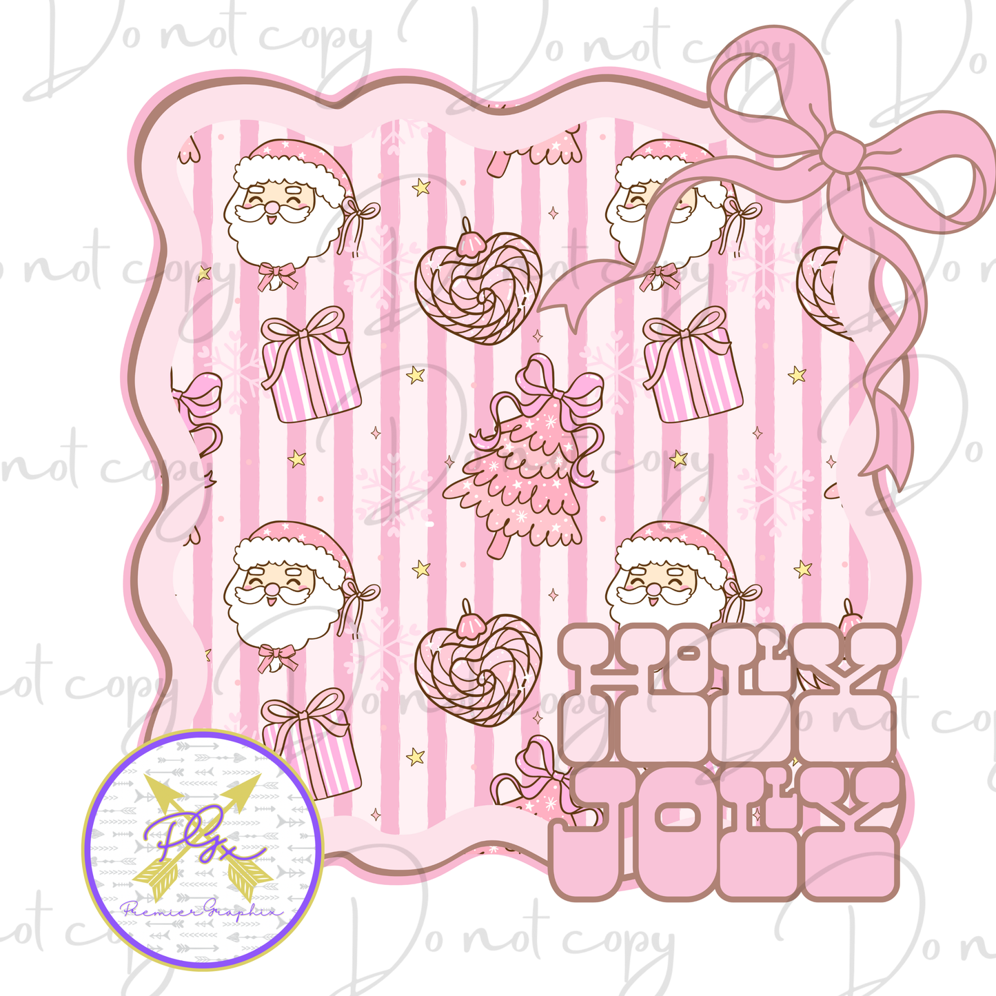 Pink Santa Holly Jolly Double Sleeve  Download