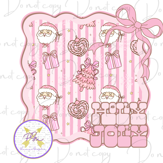 Pink Santa Holly Jolly Double Sleeve  Download